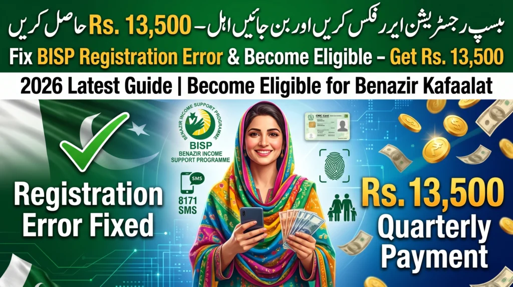 BISP Registration Error Fixed in 2026: How to Finally Become Eligible for Rs. 13,500 Benazir Kafaalat Payment